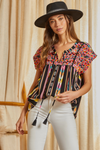 Aztec Embroidered Top