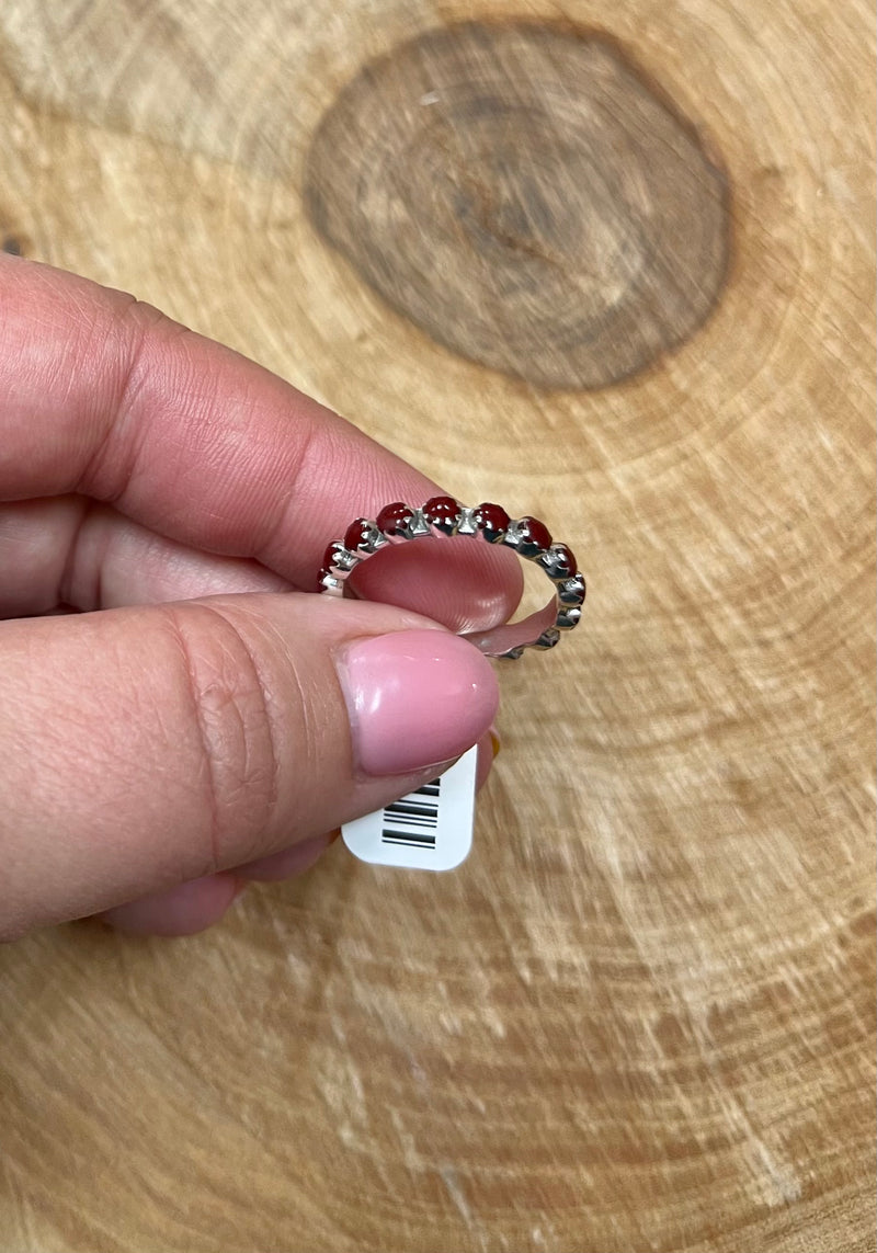 Sterling Red Jasper Infinity Ring