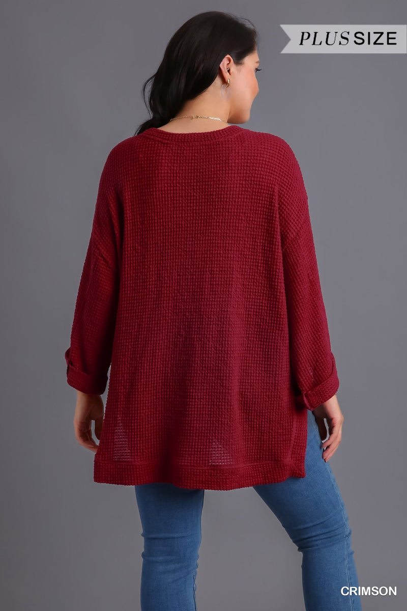 Red Waffle Sweater