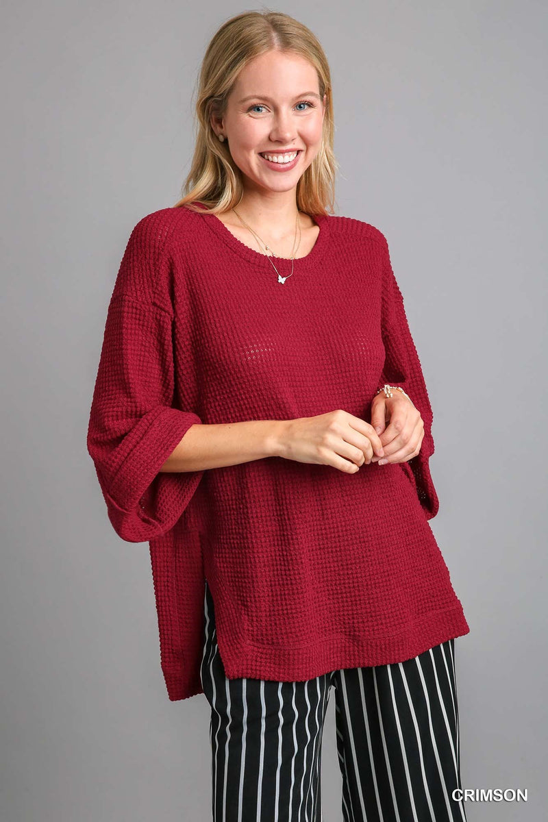 Red Waffle Sweater