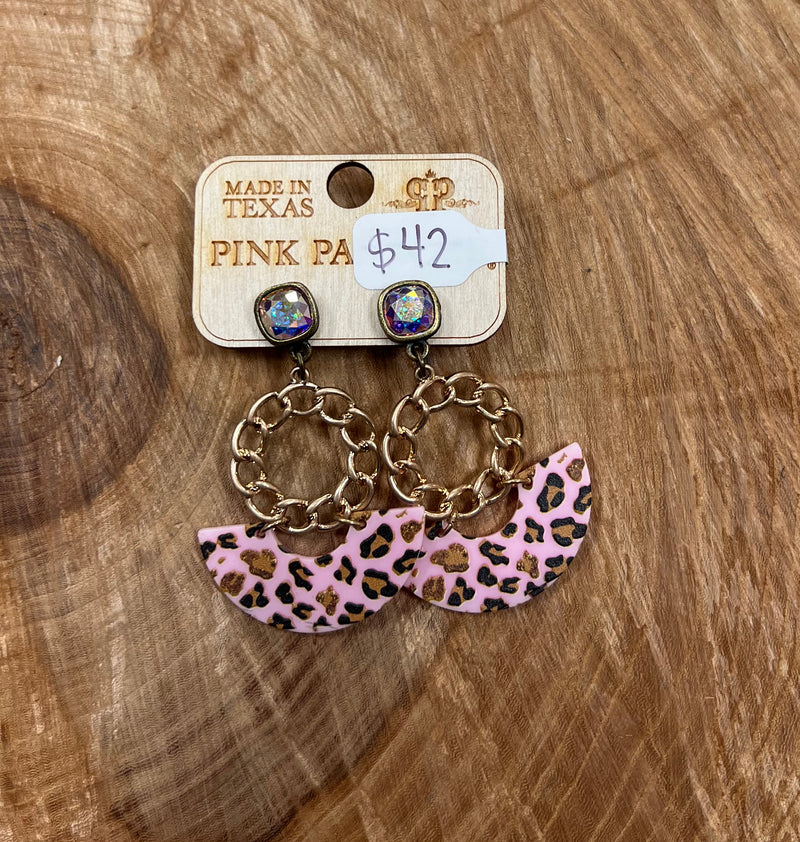 PP Chain Leopard Earrings
