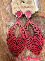 Pink Panache Wooden Fan Earrings