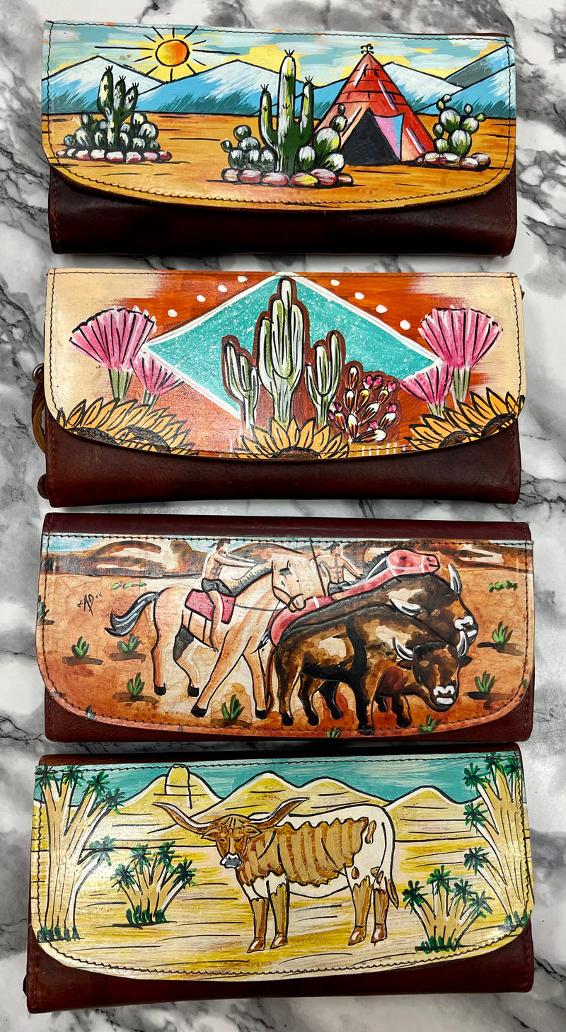 Leather Painted Trifold Wallet