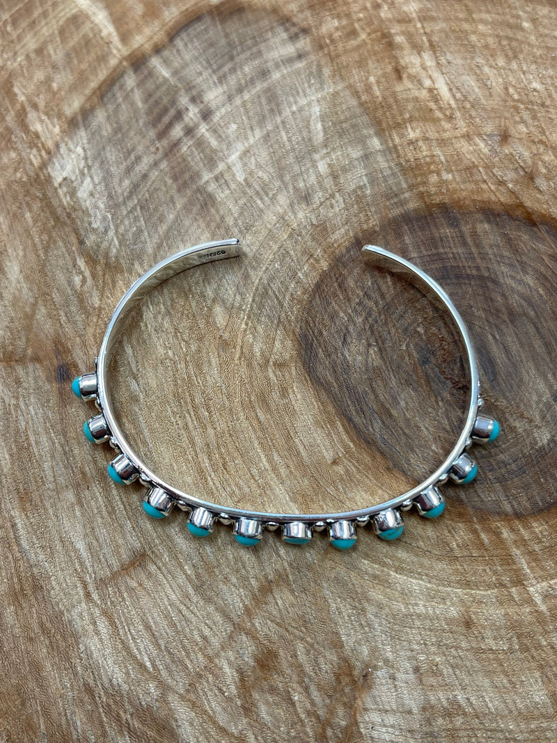 Sterling Turquoise Studded Cuff