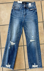Distressed Cropped Straight Jean